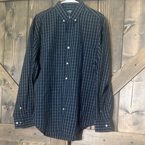 Old Navy Navy and Olive Checkered Shirt